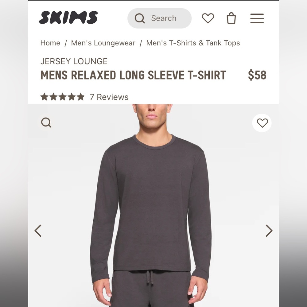 SKIMS Men’s Jersey Lounge Long Sleeve T-Shirt